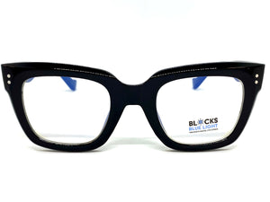 Classic Vintage Retro Style Blue Light Blocking Computer EYEGLASSES Large Thick Black Frame 2018