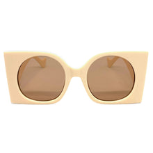 Oversized Exaggerated Classic Vintage Retro Style SUNGLASSES Huge Square Cream Frame 2158