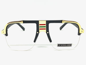 Men's Classic Vintage Retro Hip Hop Style Clear Lens EYEGLASSES Black & Gold Frame 2719