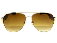 Classic Vintage Retro Aviator Style SUNGLASSES Sleek Gold & Black Frame 21037