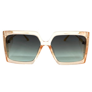 Exaggerated Vintage Retro Style SUNGLASSES Square Pink & Gold Frame 80098