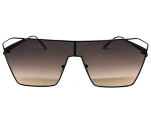 Oversized Sleek Modern Retro Shield Style SUNGLASSES Large Black Frame 4577