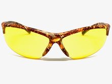 Classic Sporty Wrap Around HD Yellow Lens SUNGLASSES Brown Camouflage Frame 2250