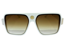 Classic Vintage Retro Luxury Hip Hop Rapper Style SUNGLASSES Large White & Gold Frame 3078