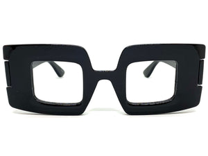 Oversized Classic Vintage Retro Style Large Thick Square Black Lensless Eye Glasses- Frame Only NO Lens 80519