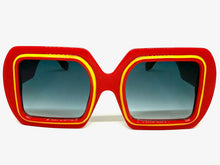 Oversized Exaggerated Vintage Retro Style SUNGLASSES Large Square Red Frame 1351