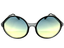 Oversized Exaggerated Vintage Retro Style SUNGLASSES Round Black Frame - Green Lens 1734