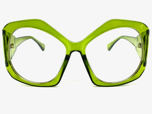 Oversized Exaggerated Vintage Retro Style Clear Lens EYEGLASSES Large Green Frame E2019