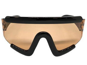 Oversized Exaggerated Modern Rerto Shield Style SUNGLASSES Large Black Frame 63290