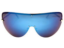 Oversized Exaggerated Modern Retro Shield Style SUNGLASSES X-Large Silver Frame - Blue Lens 4603