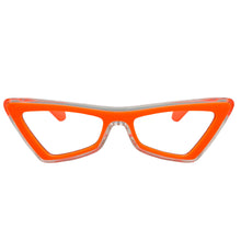 Classy Elegant Modern Retro Cat Eye Style Clear Lens with Slight Tint SUNGLASSES Neon Orange Frame E1997