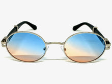 Classic Vintage Retro Hip Hop Style SUNGLASSES Oval Silver & Faux Wood Frame 27723