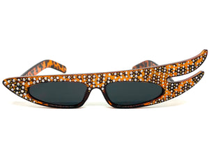 Exaggerated Unusual Funky Vintage Retro Style SUNGLASSES Tortoise Bling Frame 7524