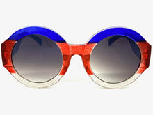 Classic Vintage Retro Style SUNGLASSES Round Thick Striped Frame E1277