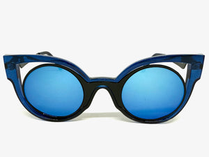 Classic Vintage Retro Cat Eye Style SUNGLASSES Funky Blue Frame 1737
