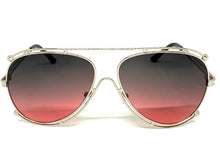 Classic Vintage Retro Aviator Style SUNGLASSES Silver Metal Frame - Gray & Rose Lens A193