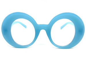 Oversized Exaggerated Retro Style Clear Lens EYEGLASSES Large Round Blue Optical Frame - RX Capable 81159