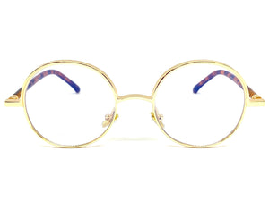 Classic Vintage Retro Style Clear Lens EYEGLASSES Round Gold Frame 8143