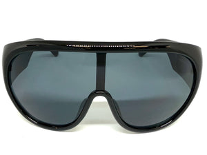 Oversized Exaggerated Modern Rerto Shield Style SUNGLASSES Large Black Frame 68246
