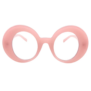 Oversized Exaggerated Retro Style Clear Lens EYEGLASSES Large Round Pink Optical Frame - RX Capable 81159