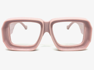 Classic Vintage Retro Style Thick Square Pink Lensless Eye Glasses- Frame Only NO Lens 80163