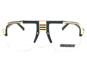 Men's Classic Vintage Retro Hip Hop Style Clear Lens EYEGLASSES Black & Gold Frame 2719