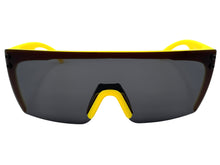Classic Hardcore Biker Gangster Wrap Shield Style POLARIZED SUNGLASSES Yellow Frame - Dark Lens X0018