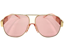 Classic Hardcore Biker Gangster Hip Hop Rapper Style SUNGLASSES Gold & Pink Frame - Pink Lens 4000