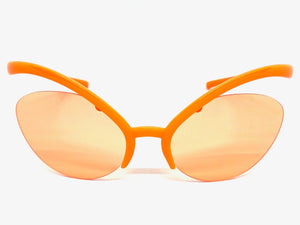 Futuristic Contemporary Modern Wrap Style SUNGLASSES Neon Orange Frame 1226