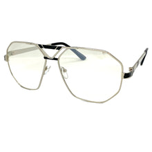 Oversized Vintage Retro Aviator Style Slight Tint Lens SUNGLASSES Large Silver Frame 2119