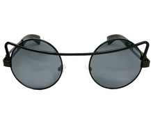 Classic Vintage Retro Steampunk Style SUNGLASSES Round Black Frame - Dark Lens A137