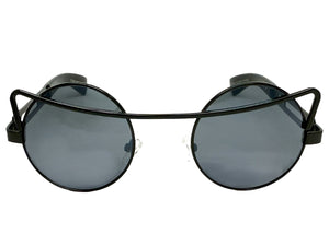 Classic Vintage Retro Steampunk Style SUNGLASSES Round Black Frame - Dark Lens A137