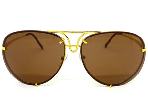 Oversized Classic Vintage Retro Aviator Style SUNGLASSES Large Gold Frame 4163