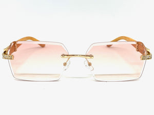 Men's Classy Elegant Luxury Designer Hip Hop Style SUNGLASSES Gold & Wooden Frame E0883