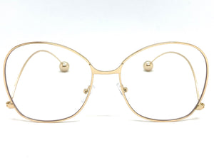 Exaggerated Vintage Retro Style Clear Lens EYEGLASSES Gold Metal Frame AB269