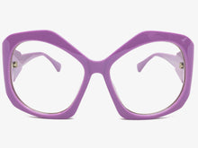 Oversized Exaggerated Vintage Retro Style Clear Lens EYEGLASSES Large Purple Frame E2019