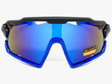 Oversized Retro Sporty Wrap Around Style SUNGLASSES Large Black & Blue Frame 3693
