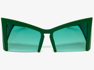 Oversized Exaggerated Modern Retro Cat Eye Style SUNGLASSES Large Green Frame 1286