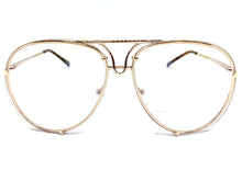 Oversized Vintage Retro Aviator Style Clear Lens EYEGLASSES Large Gold Frame 4355