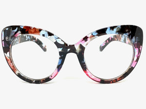 Oversized Vintage Retro Clear Lens EYEGLASSES Large Floral Frame 80720