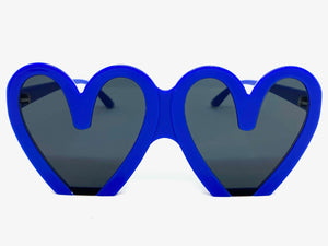 Oversized Exaggerated Retro Style SUNGLASSES Heart Shape Blue Frame 68159