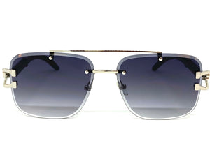 Classic Elegant Luxury Retro Hip Hop Style SUNGLASSES Silver & Wood Frame 7357