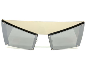 Modern Retro Futuristic Party Raver Style SUNGLASSES Unusual Silver Frame 5275