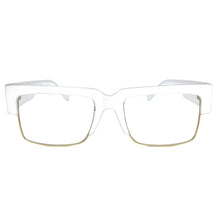 Classy Contemporary Modern Retro Clear Lens EYEGLASSES White & Gold Frame 8259