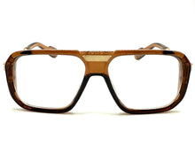Classic Vintage Retro Hip Hop Rapper Style Clear Lens EYEGLASSES Brown & Gold Frame 76006