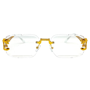 Classy Elegant Luxury Modern Designer Style Clear Lens EYEGLASSES Gold Rimless Frame 5294