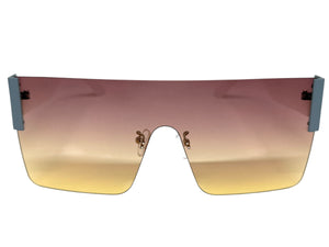 Oversized Exaggerated Modern Retro Shield Style SUNGLASSES Large Rimless Frame 2270