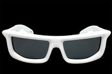 Sleek Modern Futuristic Biker Sporty Wrap SUNGLASSES Thick White Frame 80622