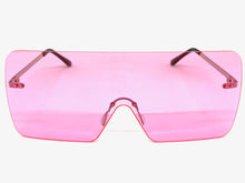 Oversized Exaggerated Modern Retro Shield Style SUNGLASSES Large Flat Pink Lens 10549