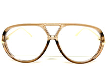 Oversized Classic Vintage Retro Hip Hop Style Clear Lens EYEGLASSES Large Beige & Gold Frame 26008